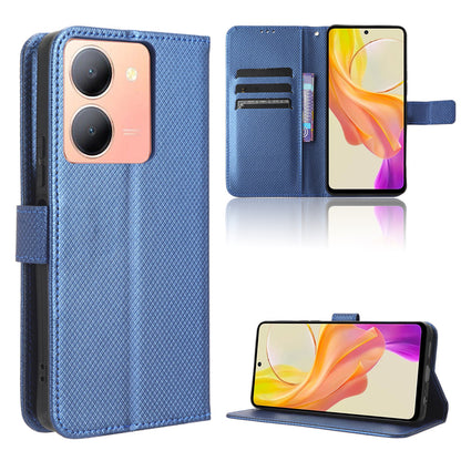 For vivo Y36 4G / Y36 5G / Y78 5G (China) Mobile Phone Case Stand Wallet PU Leather Shell Diamond Texture Phone Cover