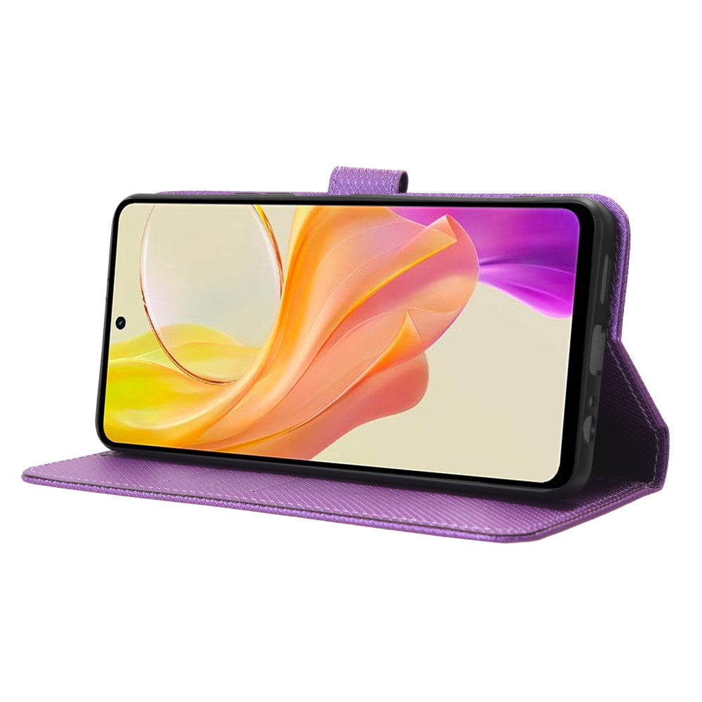 For vivo Y36 4G / Y36 5G / Y78 5G (China) Mobile Phone Case Stand Wallet PU Leather Shell Diamond Texture Phone Cover