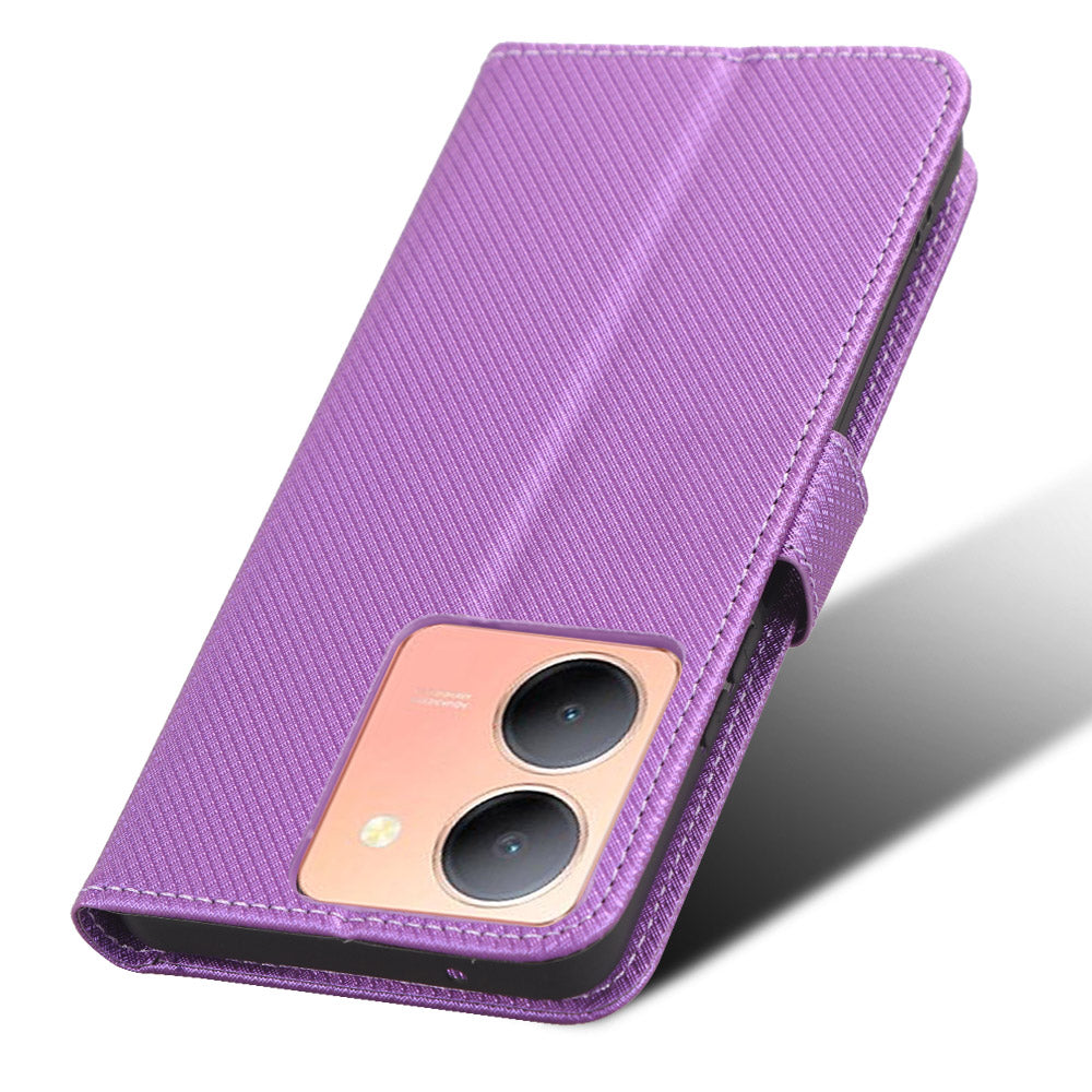 For vivo Y36 4G / Y36 5G / Y78 5G (China) Mobile Phone Case Stand Wallet PU Leather Shell Diamond Texture Phone Cover