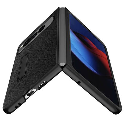 For Google Pixel Fold Hinge Protection PU Leather+PC Cover Kickstand Phone Case