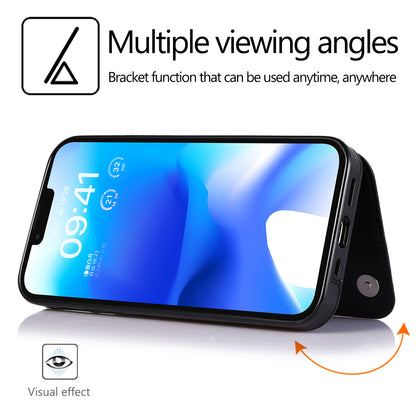 For iPhone 14 Plus PU Leather Coated TPU Phone Case Crazy Horse Texture Card Holder Kickstand Cover