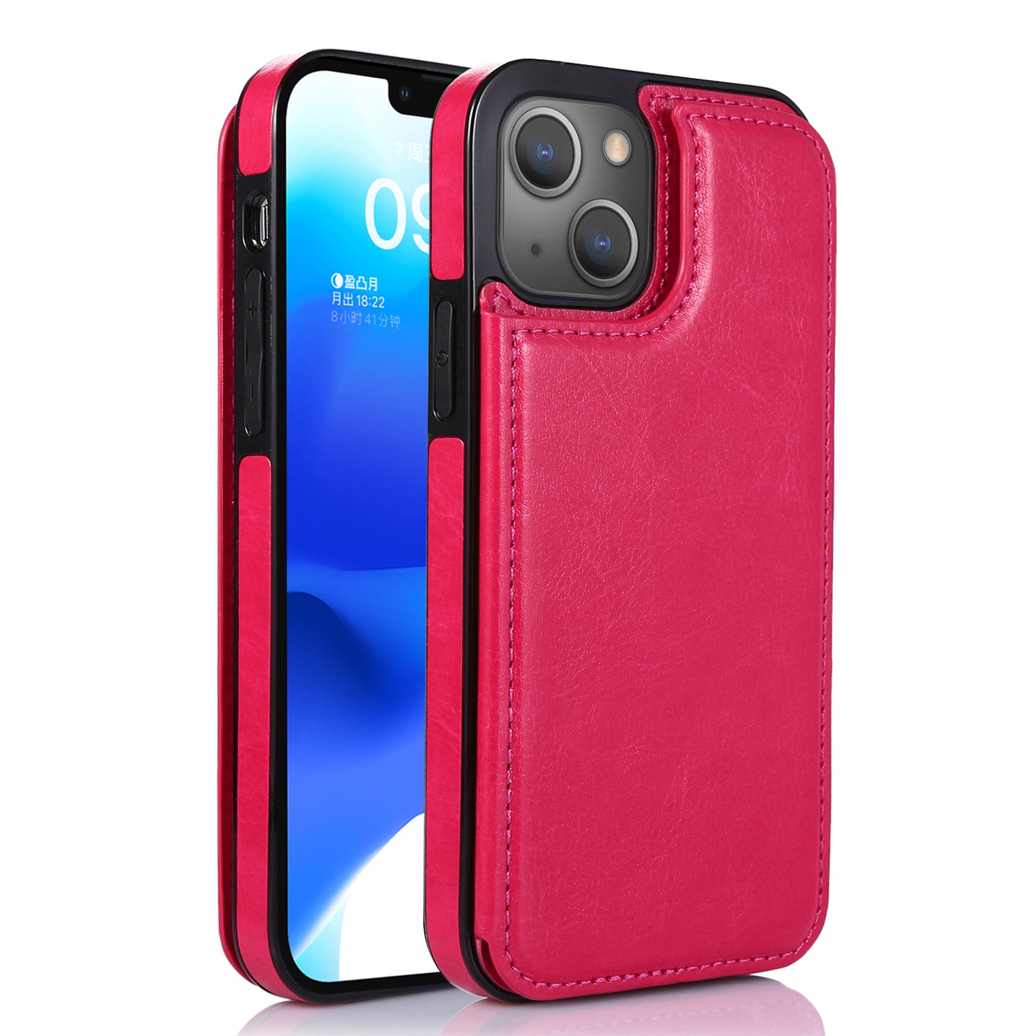 For iPhone 14 Plus PU Leather Coated TPU Phone Case Crazy Horse Texture Card Holder Kickstand Cover