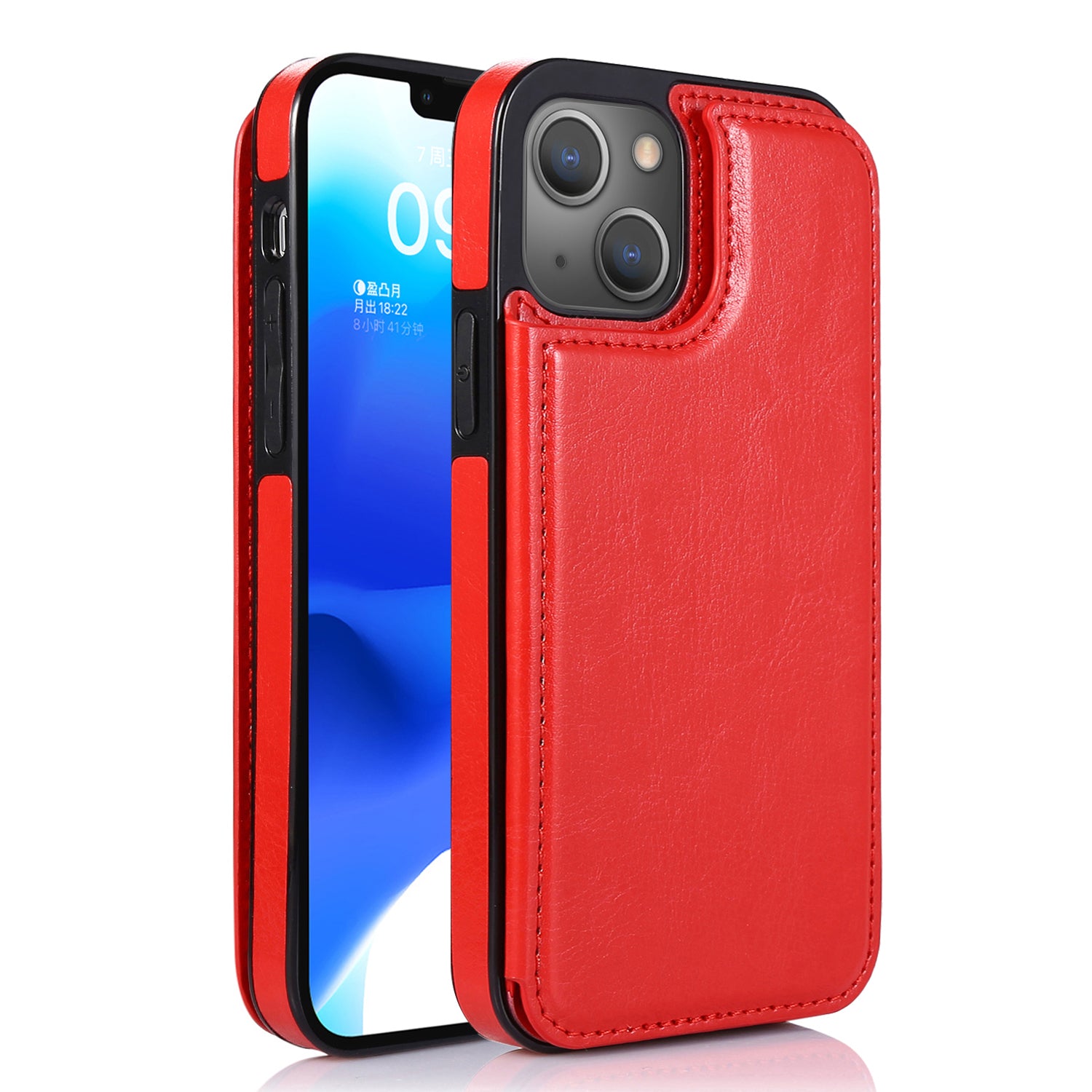 For iPhone 14 Plus PU Leather Coated TPU Phone Case Crazy Horse Texture Card Holder Kickstand Cover