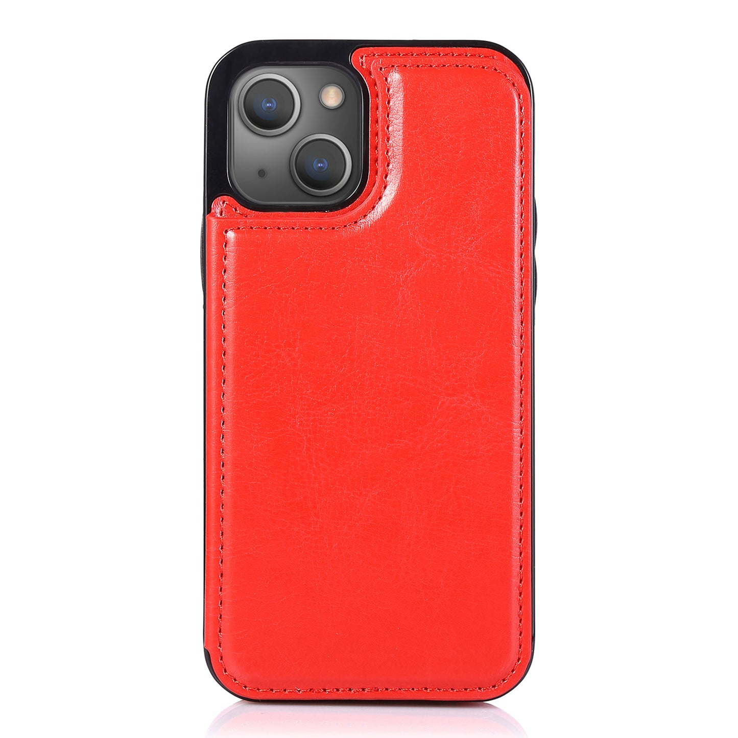 For iPhone 14 Plus PU Leather Coated TPU Phone Case Crazy Horse Texture Card Holder Kickstand Cover
