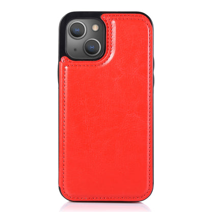 For iPhone 14 Plus PU Leather Coated TPU Phone Case Crazy Horse Texture Card Holder Kickstand Cover