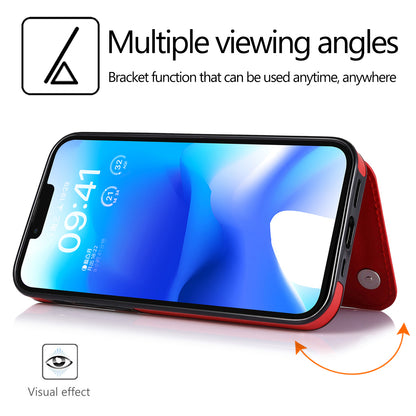 For iPhone 14 Plus PU Leather Coated TPU Phone Case Crazy Horse Texture Card Holder Kickstand Cover