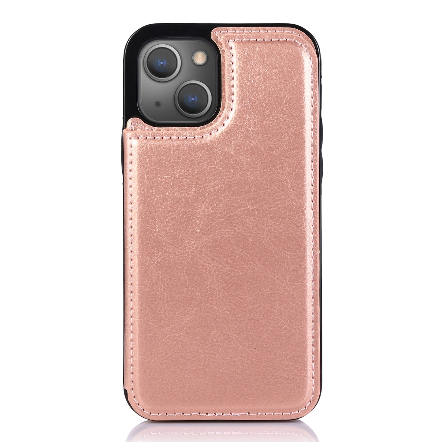 For iPhone 14 Plus PU Leather Coated TPU Phone Case Crazy Horse Texture Card Holder Kickstand Cover