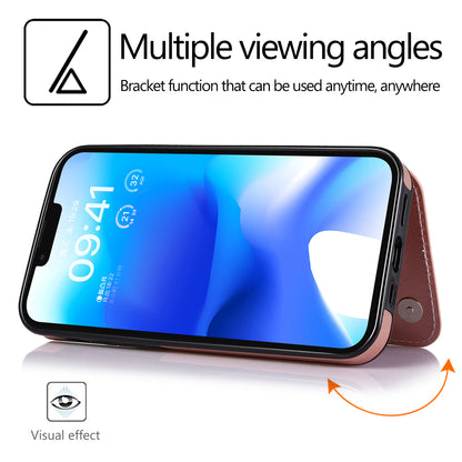 For iPhone 14 Plus PU Leather Coated TPU Phone Case Crazy Horse Texture Card Holder Kickstand Cover