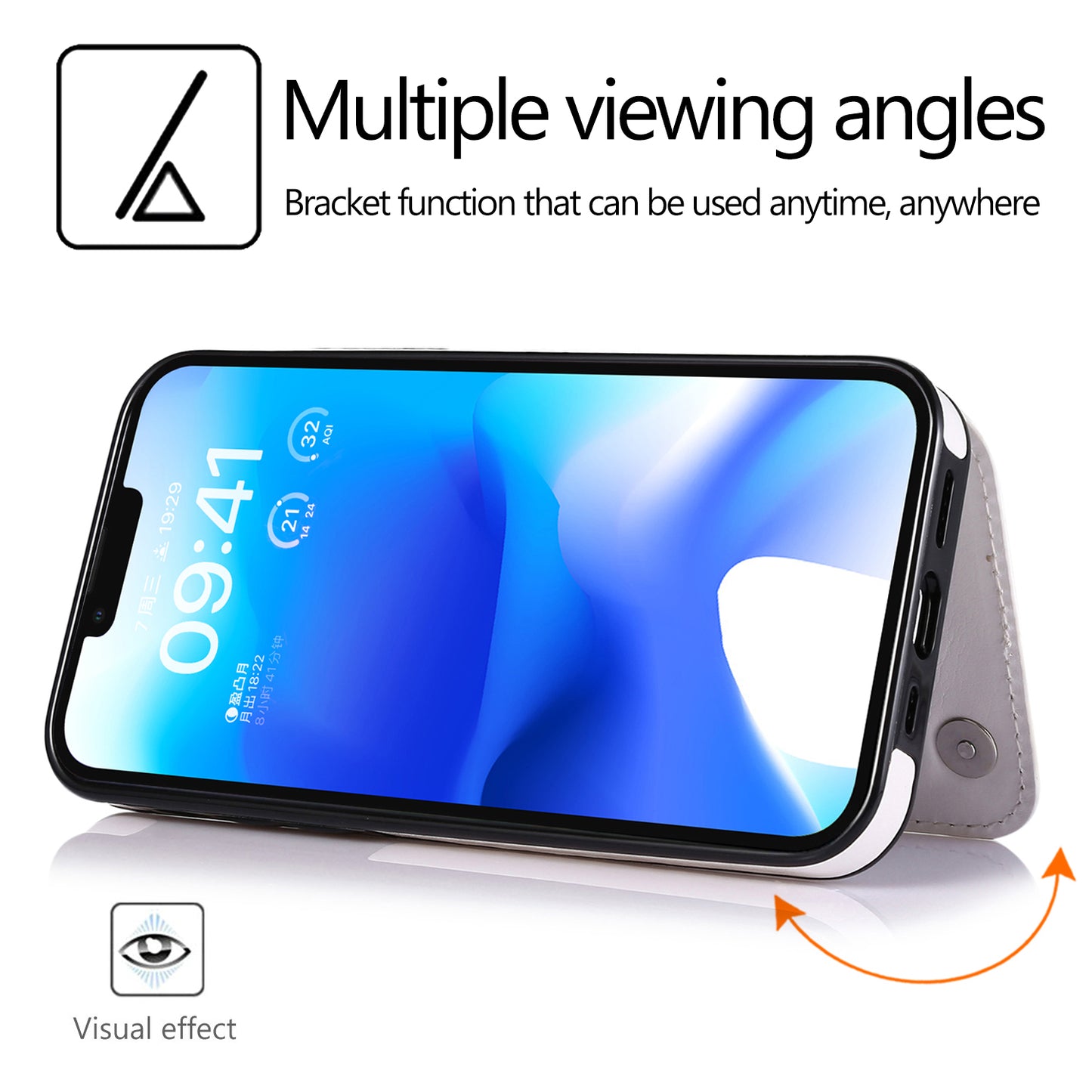 For iPhone 14 Plus PU Leather Coated TPU Phone Case Crazy Horse Texture Card Holder Kickstand Cover