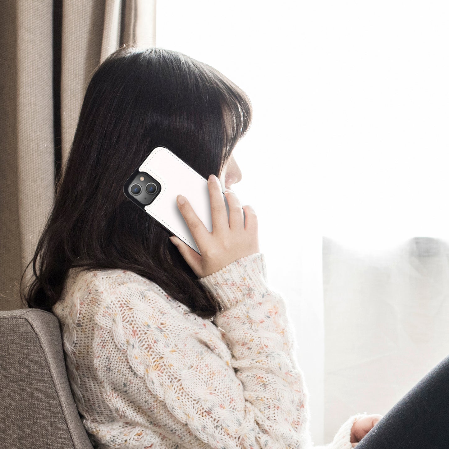 For iPhone 14 Plus PU Leather Coated TPU Phone Case Crazy Horse Texture Card Holder Kickstand Cover