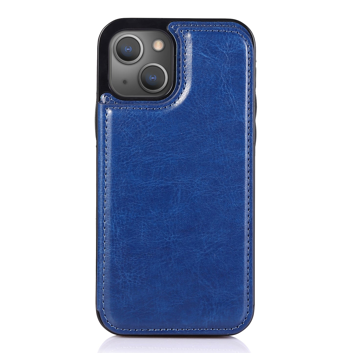 For iPhone 14 Plus PU Leather Coated TPU Phone Case Crazy Horse Texture Card Holder Kickstand Cover