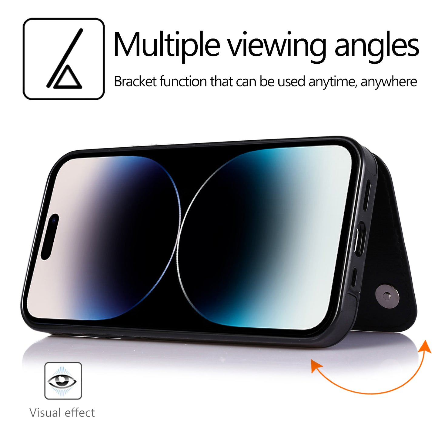 For iPhone 14 Pro Max Card Holder Kickstand Phone Cover Crazy Horse Texture Leather Coated TPU Mobile Case