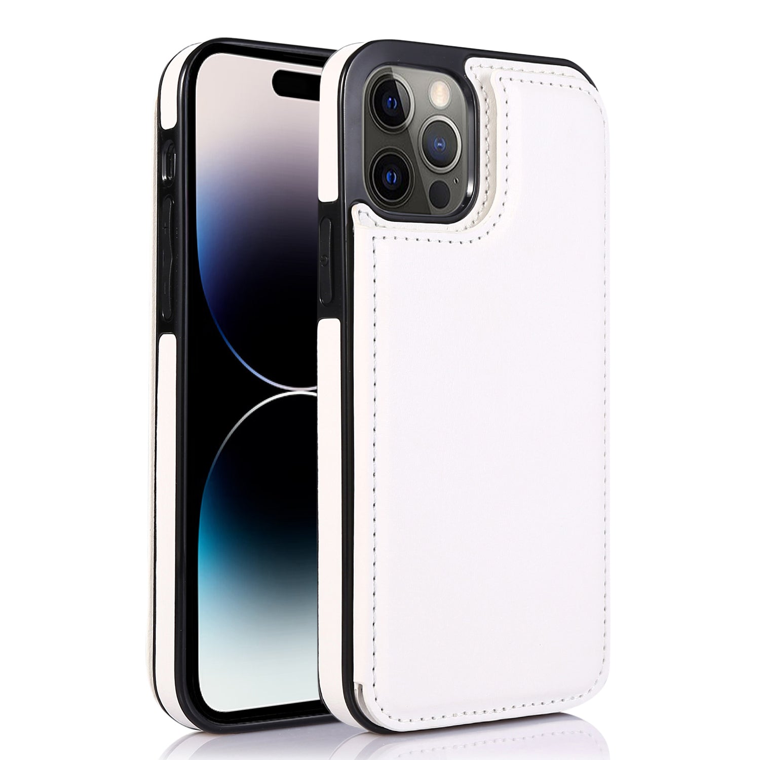 For iPhone 14 Pro Max Card Holder Kickstand Phone Cover Crazy Horse Texture Leather Coated TPU Mobile Case