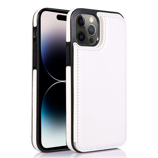 For iPhone 14 Pro Max Card Holder Kickstand Phone Cover Crazy Horse Texture Leather Coated TPU Mobile Case