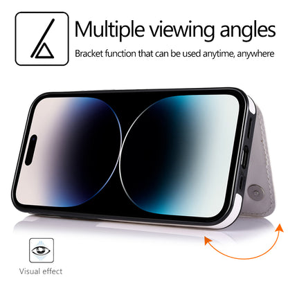 For iPhone 14 Pro Max Card Holder Kickstand Phone Cover Crazy Horse Texture Leather Coated TPU Mobile Case