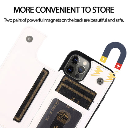 For iPhone 14 Pro Max Card Holder Kickstand Phone Cover Crazy Horse Texture Leather Coated TPU Mobile Case