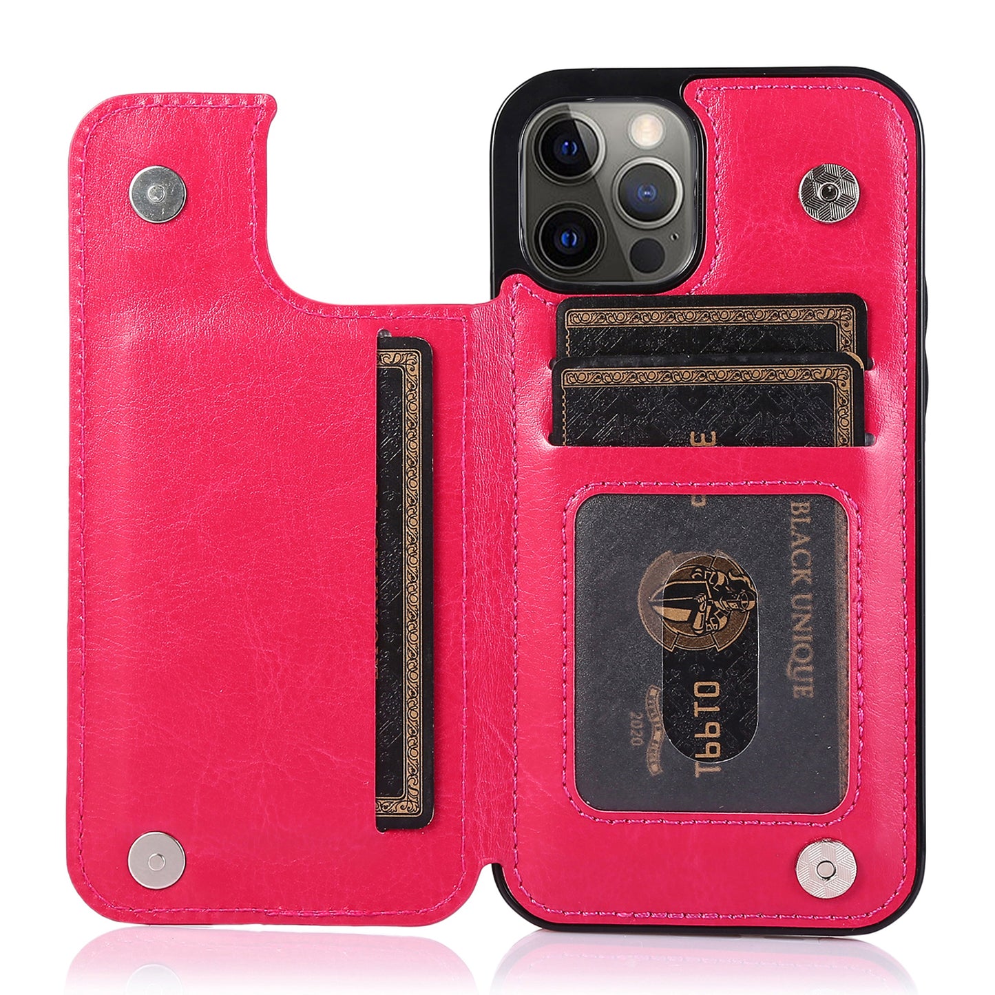 For iPhone 14 Pro Max Card Holder Kickstand Phone Cover Crazy Horse Texture Leather Coated TPU Mobile Case