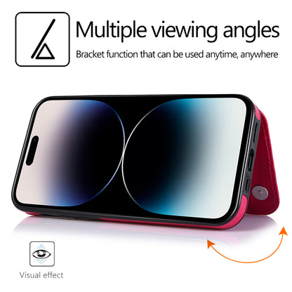 For iPhone 14 Pro Max Card Holder Kickstand Phone Cover Crazy Horse Texture Leather Coated TPU Mobile Case