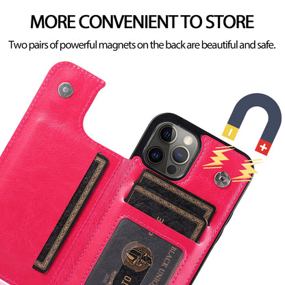 For iPhone 14 Pro Max Card Holder Kickstand Phone Cover Crazy Horse Texture Leather Coated TPU Mobile Case