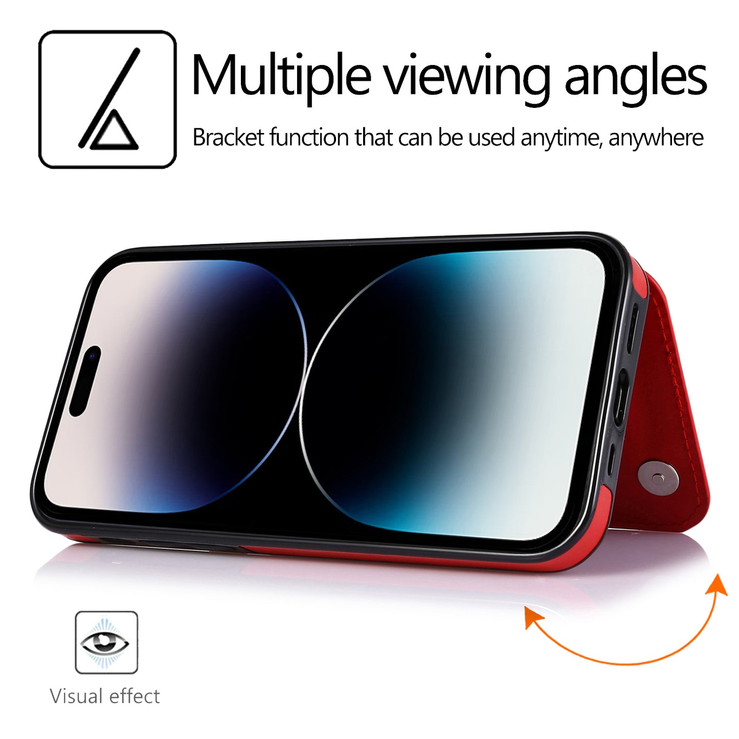 For iPhone 14 Pro Max Card Holder Kickstand Phone Cover Crazy Horse Texture Leather Coated TPU Mobile Case