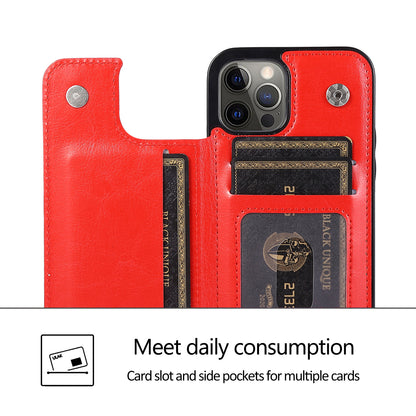 For iPhone 14 Pro Max Card Holder Kickstand Phone Cover Crazy Horse Texture Leather Coated TPU Mobile Case