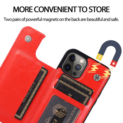 For iPhone 14 Pro Max Card Holder Kickstand Phone Cover Crazy Horse Texture Leather Coated TPU Mobile Case