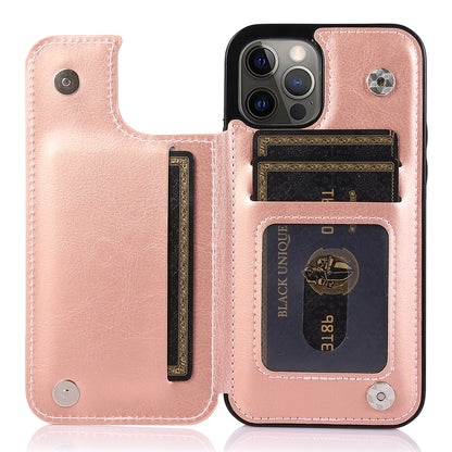 For iPhone 14 Pro Max Card Holder Kickstand Phone Cover Crazy Horse Texture Leather Coated TPU Mobile Case