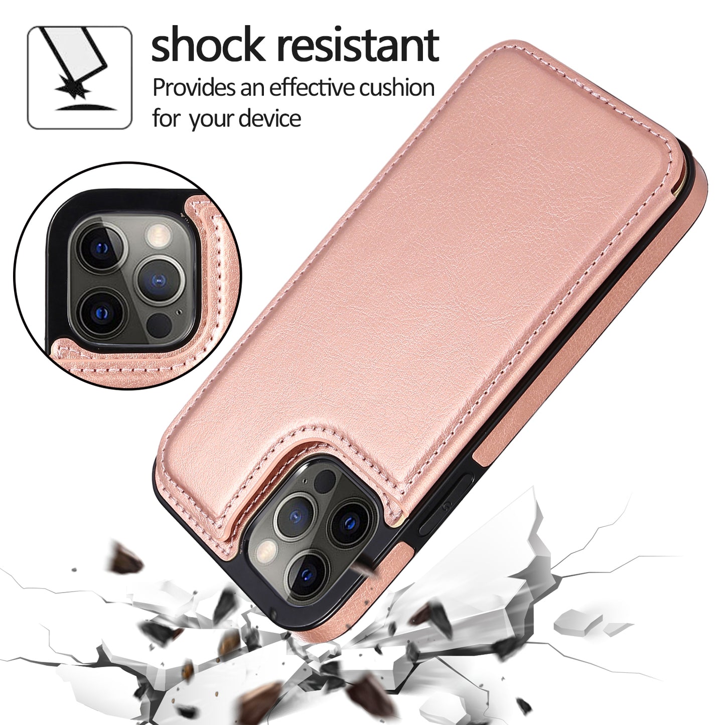 For iPhone 14 Pro Max Card Holder Kickstand Phone Cover Crazy Horse Texture Leather Coated TPU Mobile Case