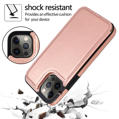 For iPhone 14 Pro Max Card Holder Kickstand Phone Cover Crazy Horse Texture Leather Coated TPU Mobile Case