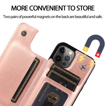 For iPhone 14 Pro Max Card Holder Kickstand Phone Cover Crazy Horse Texture Leather Coated TPU Mobile Case