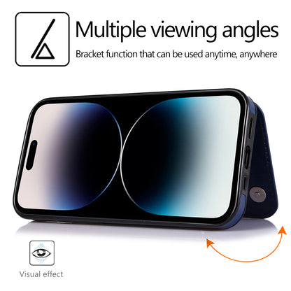 For iPhone 14 Pro Max Card Holder Kickstand Phone Cover Crazy Horse Texture Leather Coated TPU Mobile Case