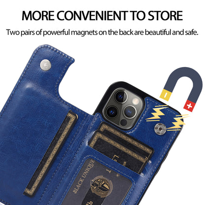 For iPhone 14 Pro Max Card Holder Kickstand Phone Cover Crazy Horse Texture Leather Coated TPU Mobile Case