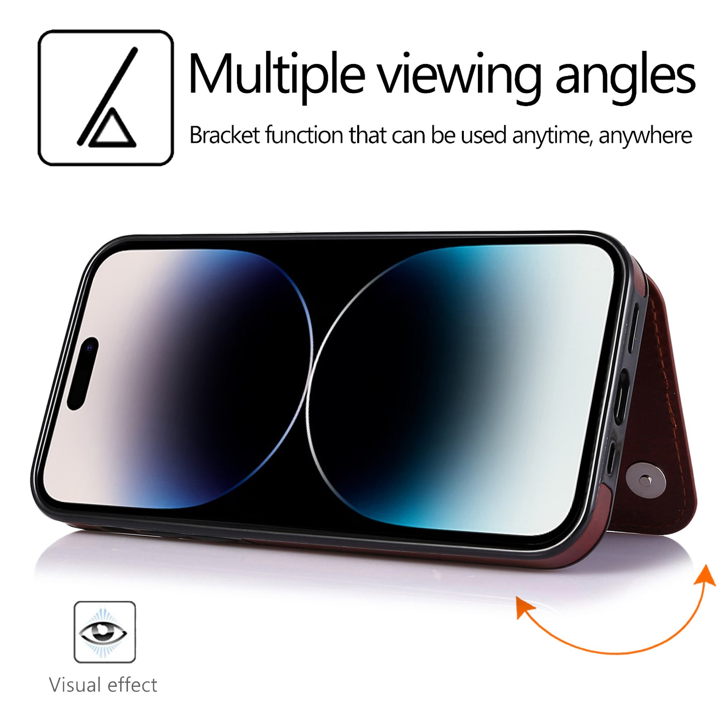 For iPhone 14 Pro Max Card Holder Kickstand Phone Cover Crazy Horse Texture Leather Coated TPU Mobile Case