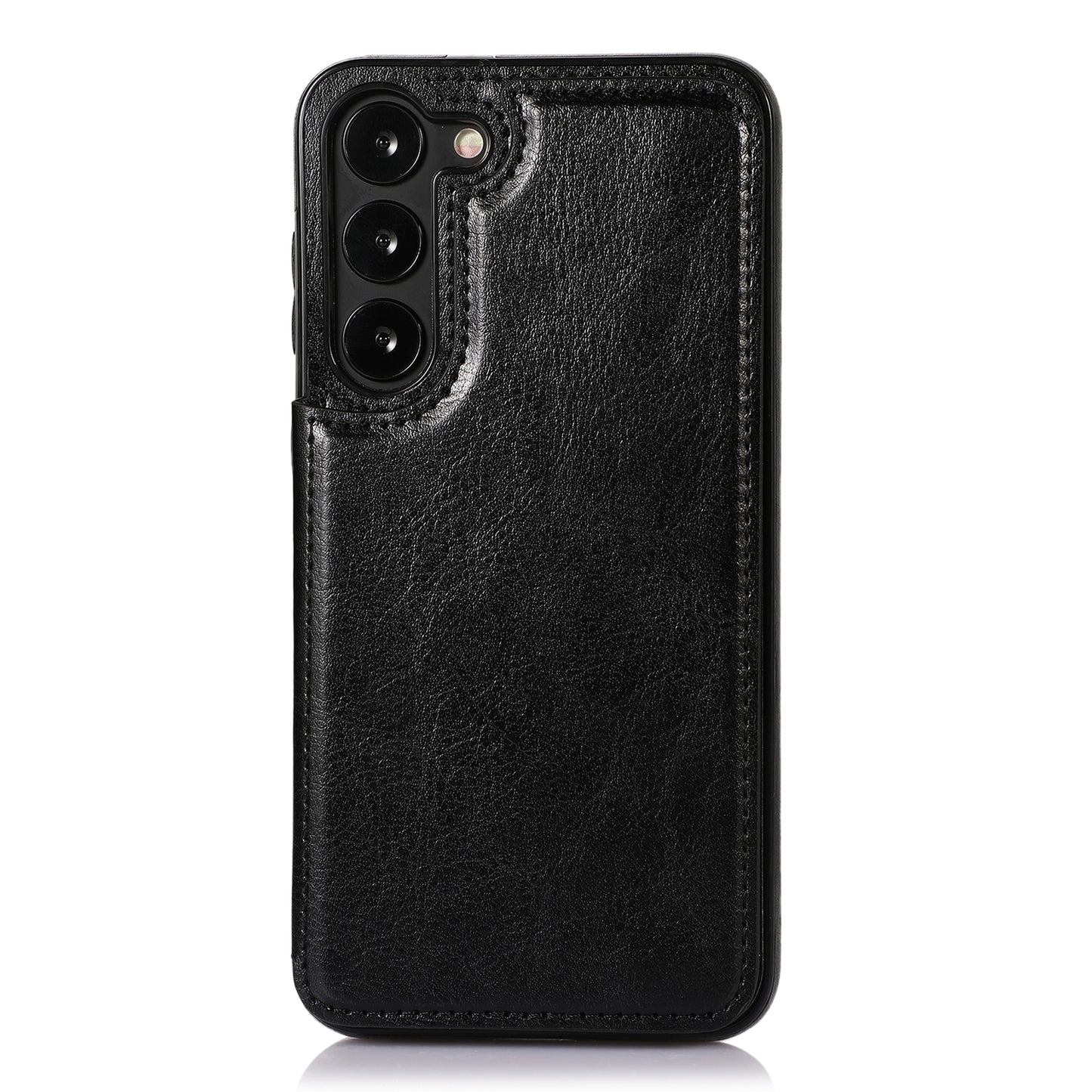 For Samsung Galaxy S23 PU Leather Coated TPU Phone Case Dual Buttons Card Holder Kickstand Cover