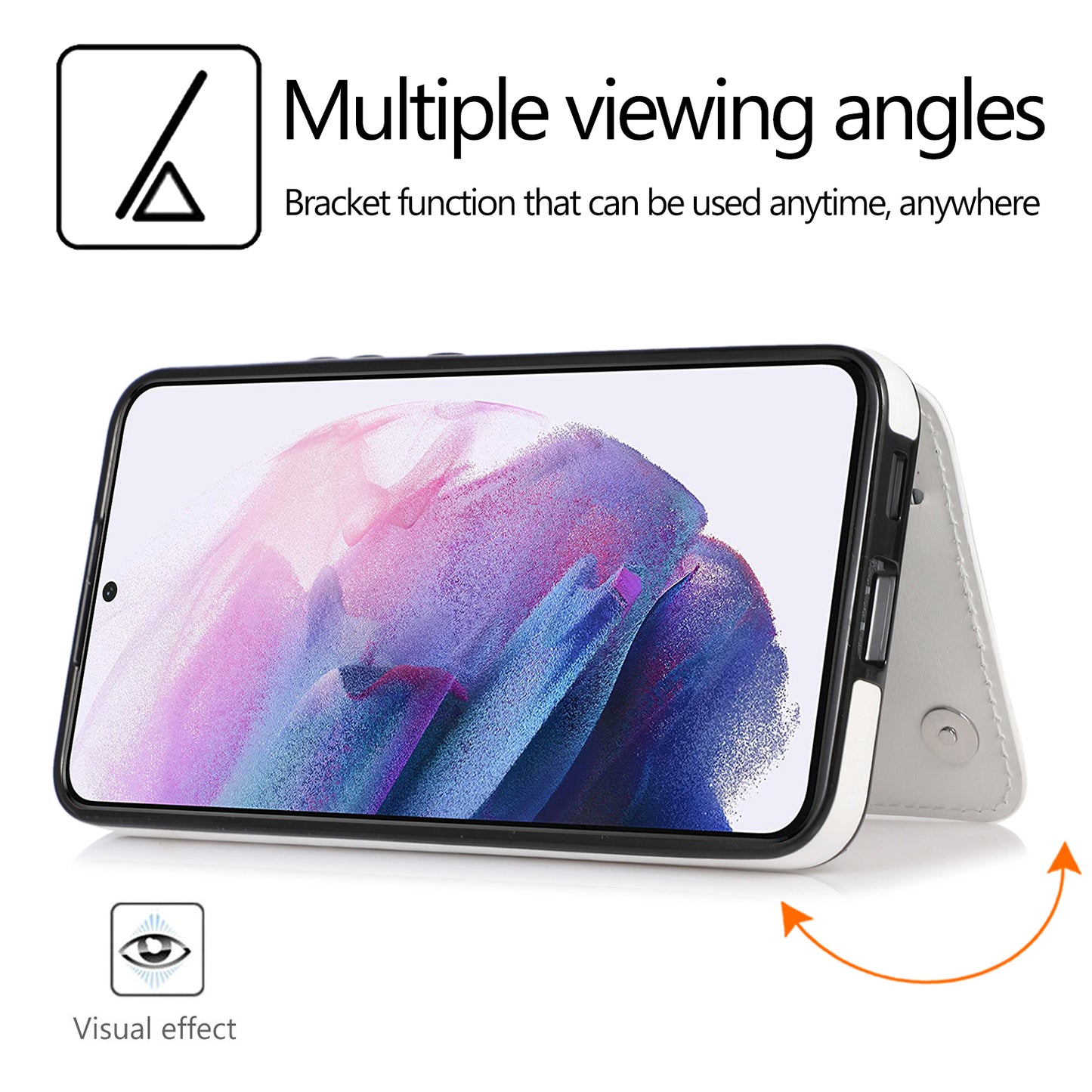 For Samsung Galaxy S23 PU Leather Coated TPU Phone Case Dual Buttons Card Holder Kickstand Cover