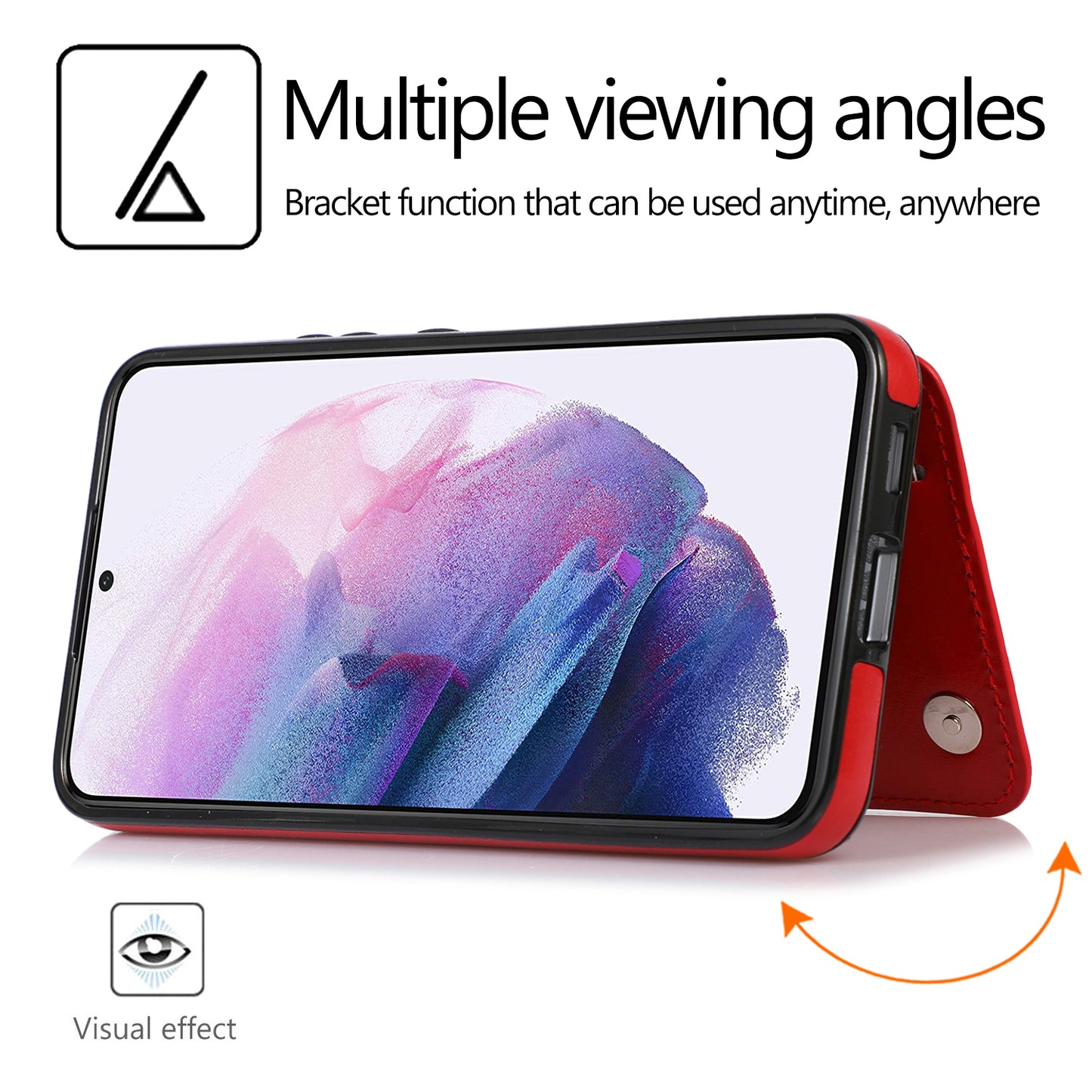 For Samsung Galaxy S23 PU Leather Coated TPU Phone Case Dual Buttons Card Holder Kickstand Cover