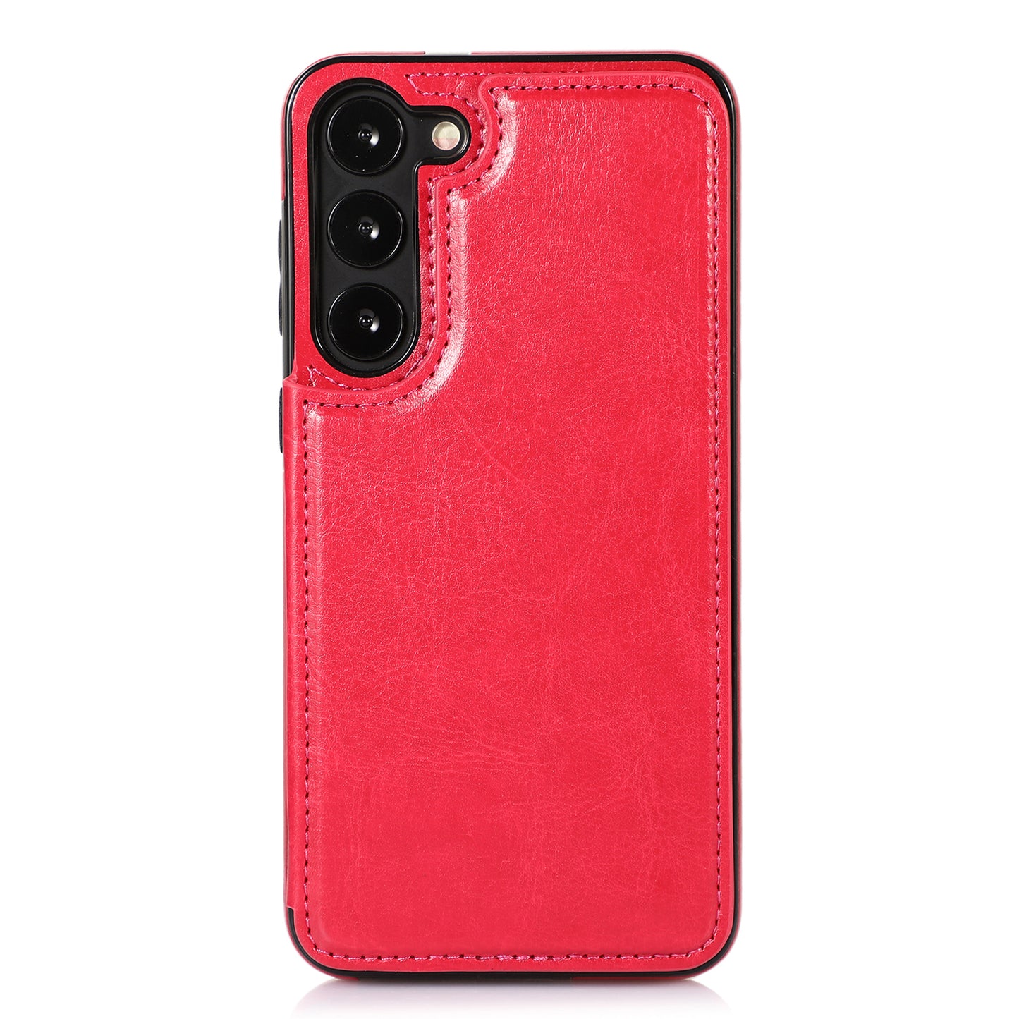 For Samsung Galaxy S23 PU Leather Coated TPU Phone Case Dual Buttons Card Holder Kickstand Cover