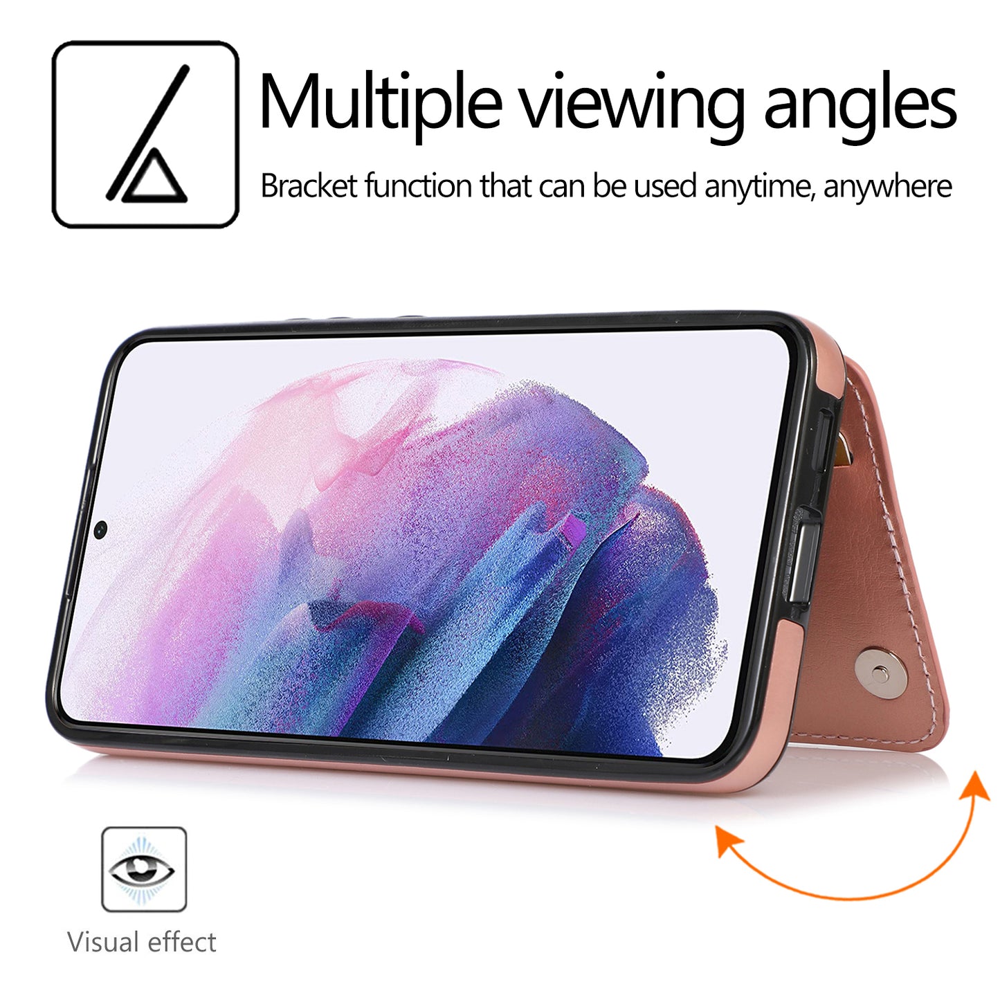 For Samsung Galaxy S23 PU Leather Coated TPU Phone Case Dual Buttons Card Holder Kickstand Cover