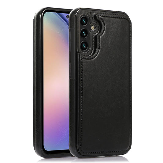 For Samsung Galaxy A54 5G Card Holder Phone Cover PU Leather Coated TPU Kickstand Case