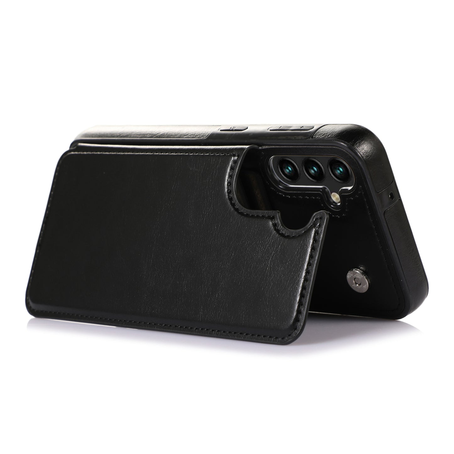 For Samsung Galaxy A54 5G Card Holder Phone Cover PU Leather Coated TPU Kickstand Case