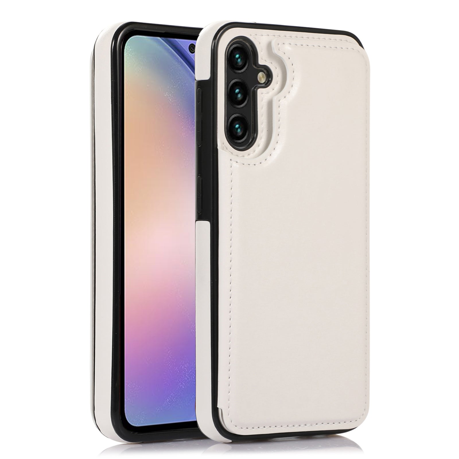 For Samsung Galaxy A54 5G Card Holder Phone Cover PU Leather Coated TPU Kickstand Case