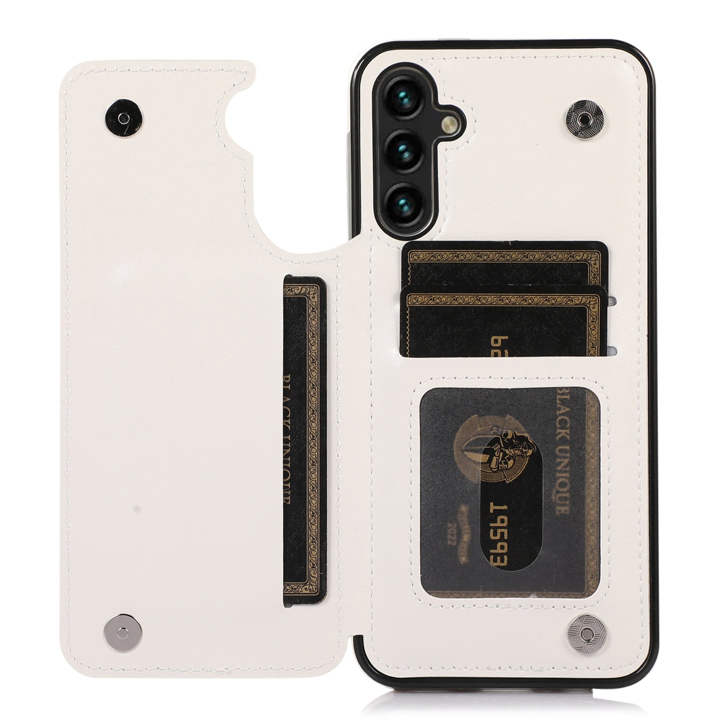 For Samsung Galaxy A54 5G Card Holder Phone Cover PU Leather Coated TPU Kickstand Case