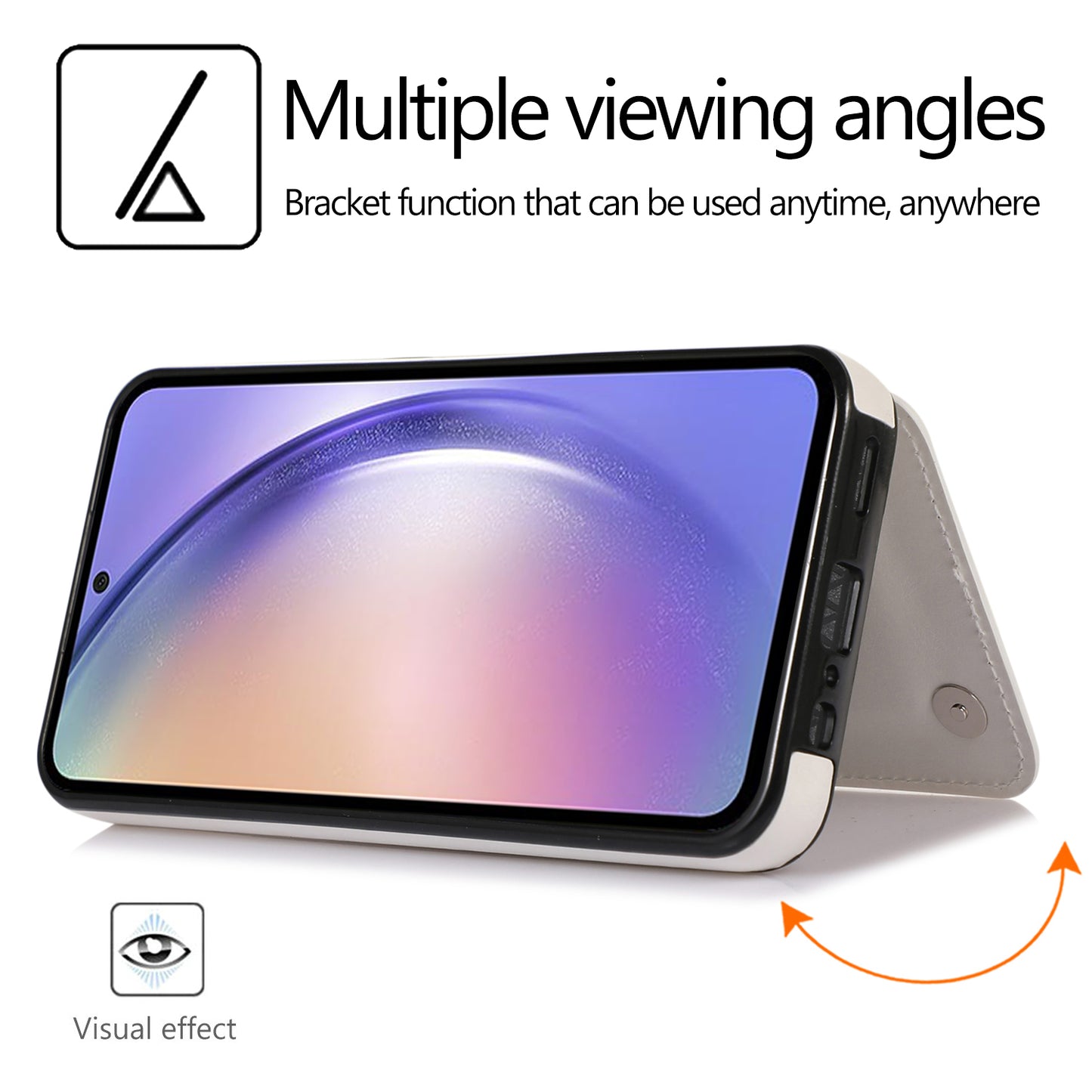 For Samsung Galaxy A54 5G Card Holder Phone Cover PU Leather Coated TPU Kickstand Case