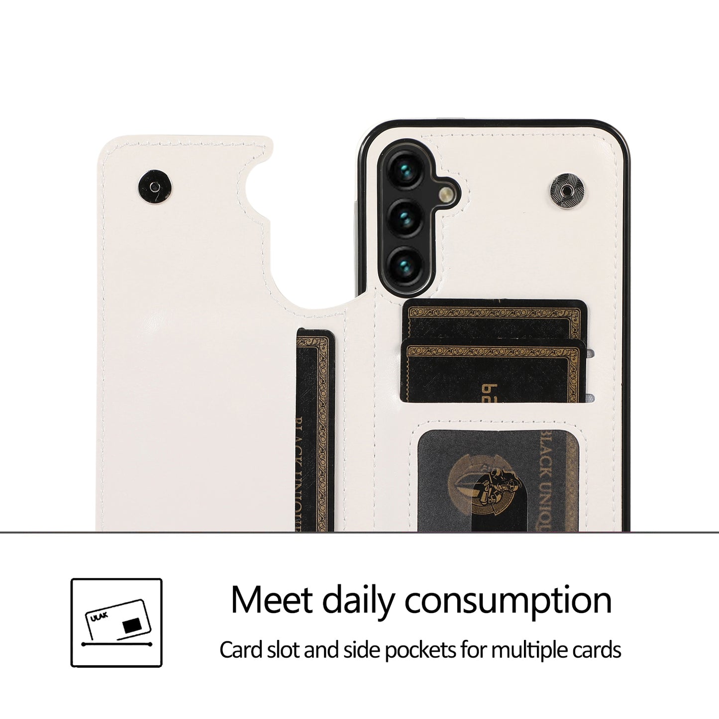 For Samsung Galaxy A54 5G Card Holder Phone Cover PU Leather Coated TPU Kickstand Case