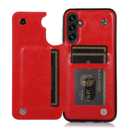 For Samsung Galaxy A54 5G Card Holder Phone Cover PU Leather Coated TPU Kickstand Case