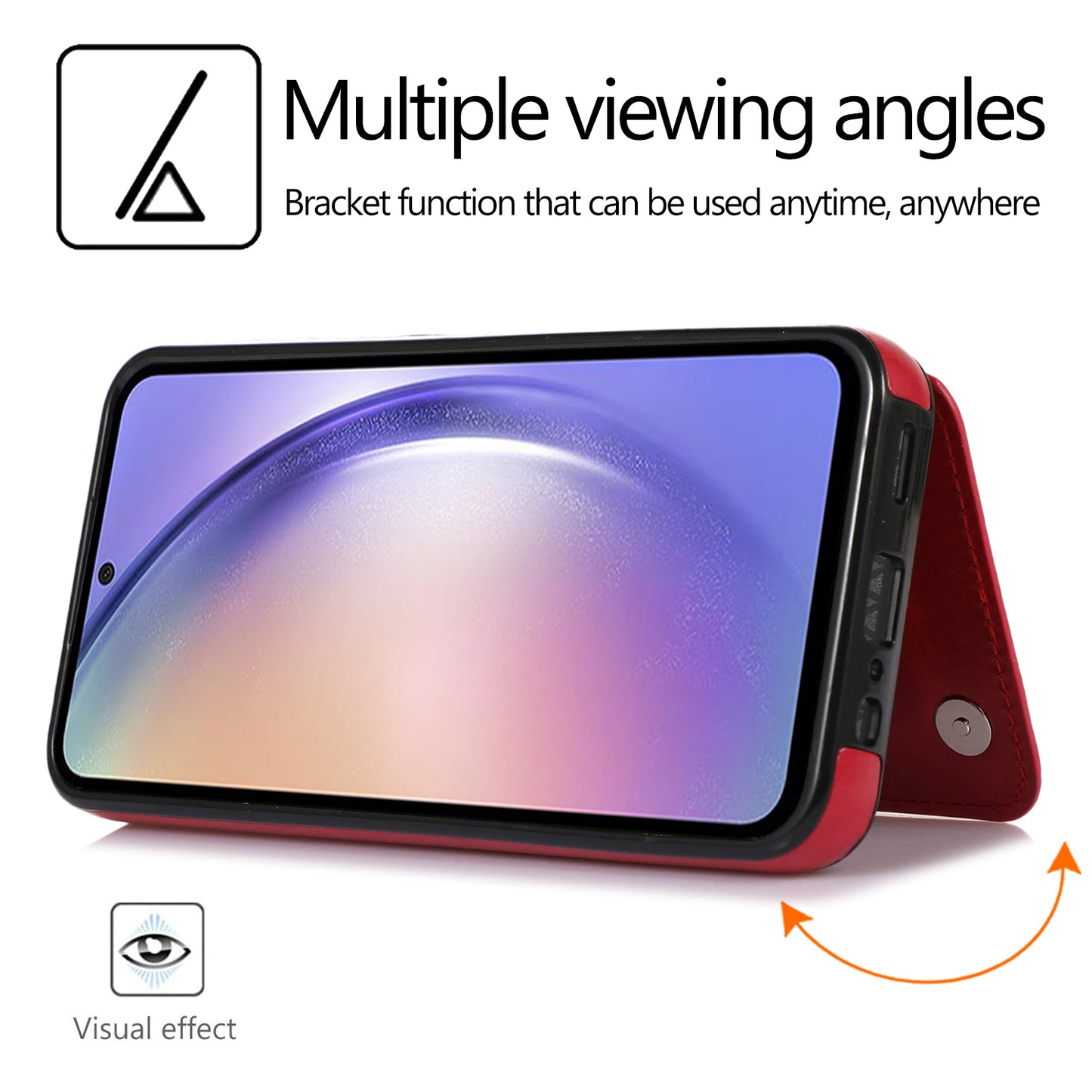 For Samsung Galaxy A54 5G Card Holder Phone Cover PU Leather Coated TPU Kickstand Case