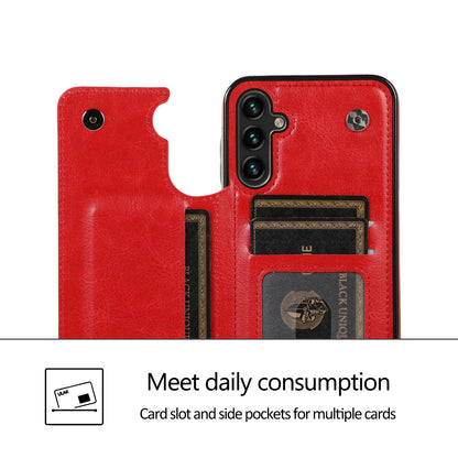 For Samsung Galaxy A54 5G Card Holder Phone Cover PU Leather Coated TPU Kickstand Case