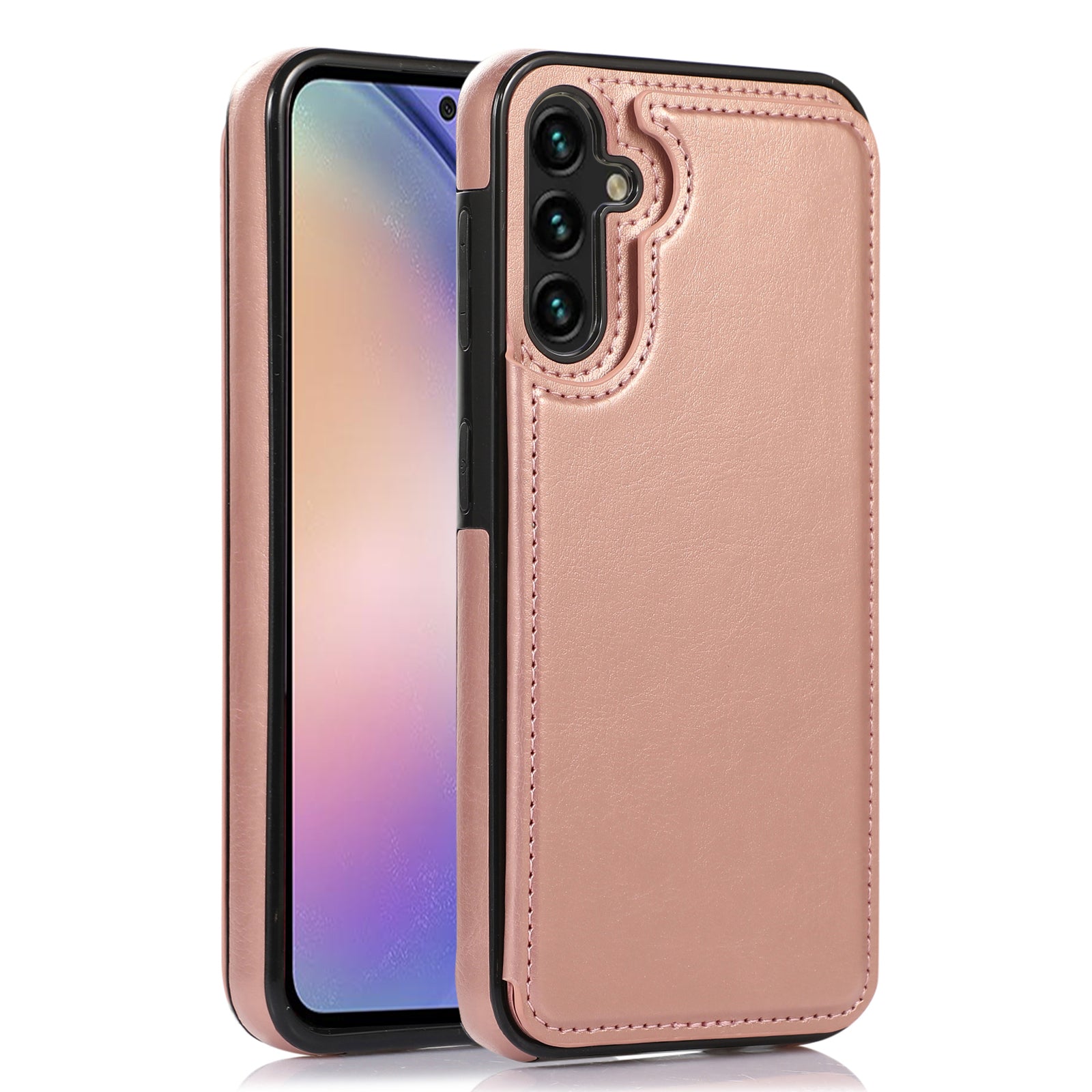 For Samsung Galaxy A54 5G Card Holder Phone Cover PU Leather Coated TPU Kickstand Case