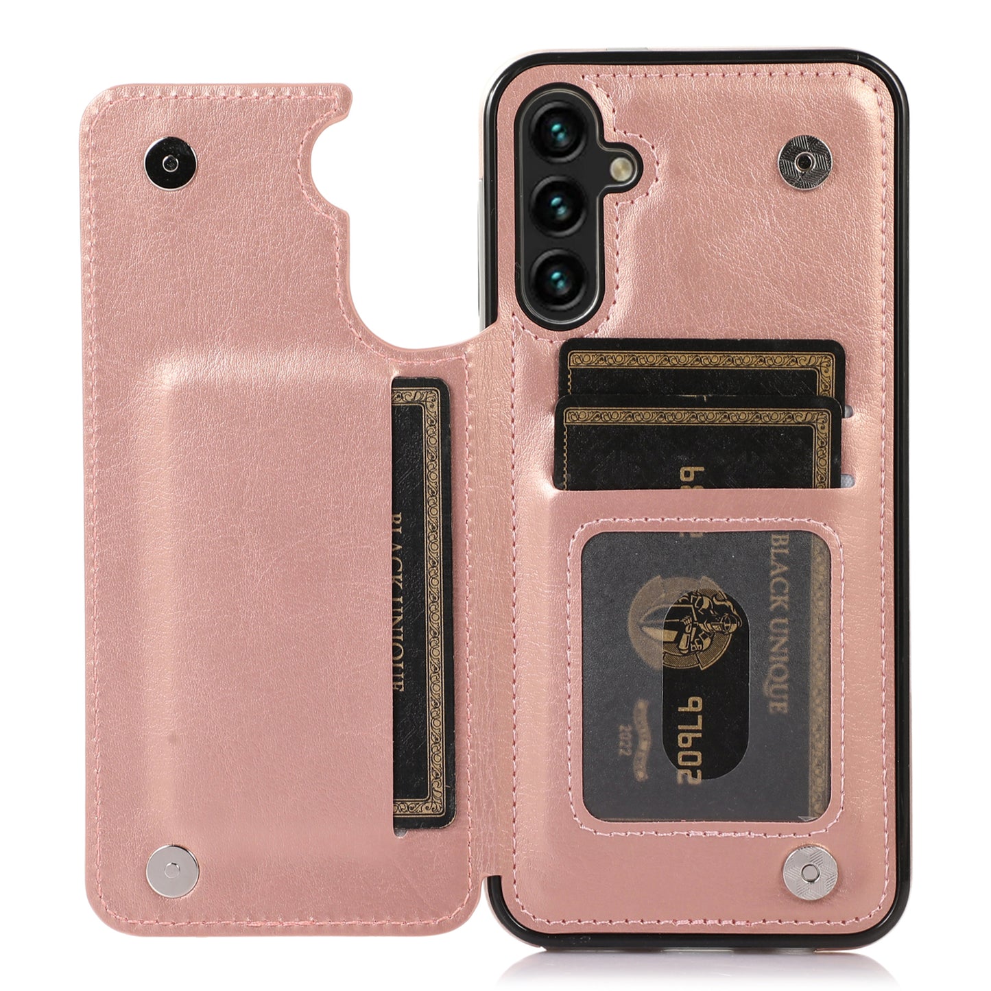 For Samsung Galaxy A54 5G Card Holder Phone Cover PU Leather Coated TPU Kickstand Case