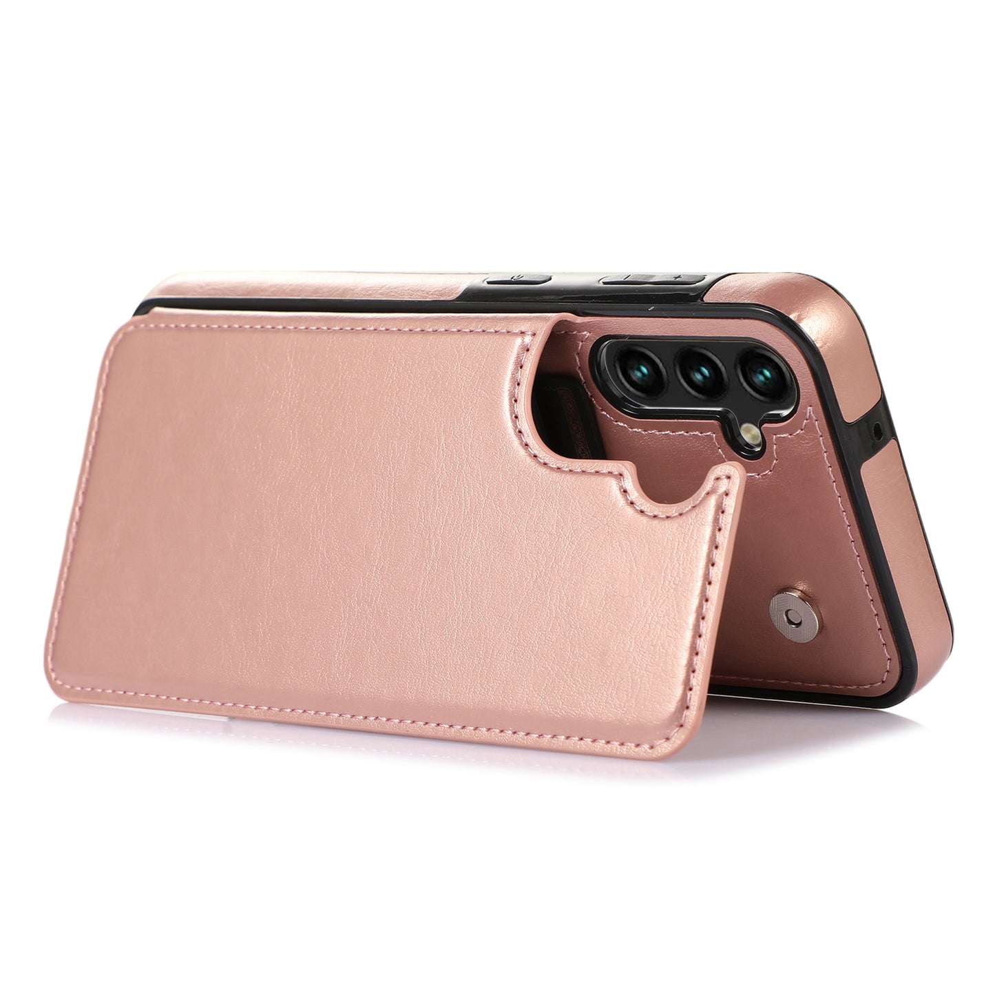 For Samsung Galaxy A54 5G Card Holder Phone Cover PU Leather Coated TPU Kickstand Case